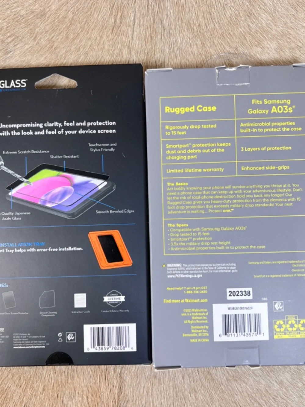DuraGlass Screen Protector & onn. Rugged Phone Case for Samsung Galaxy A03s